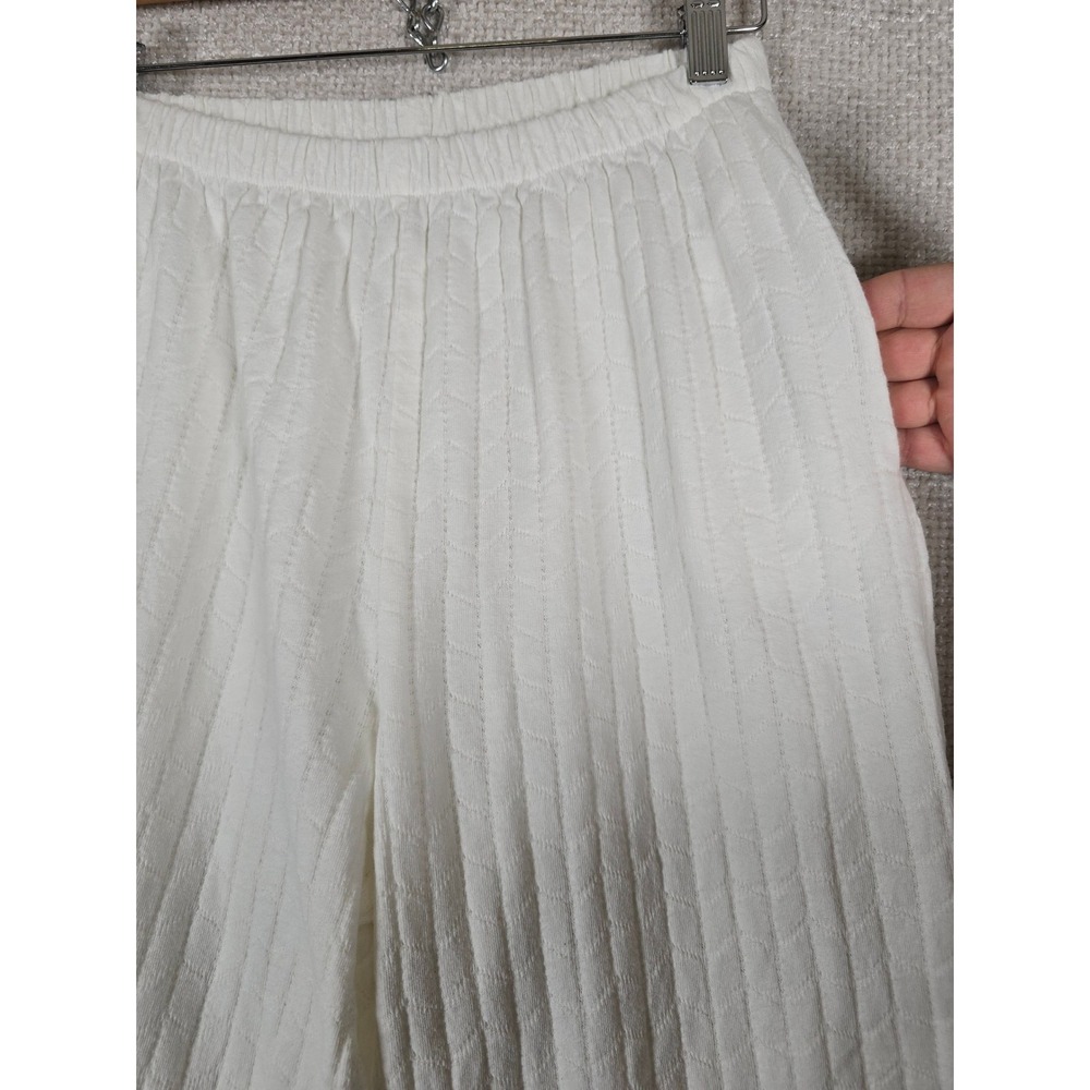 DWSF Vintage White Textured 100% Cotton Elastic Waist Pants Made‎ in USA 26x27 - Picture 8 of 10